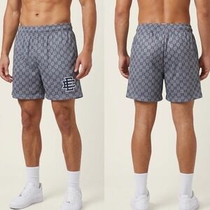 Eric Emanuel EE Basic Short Blue Gray Monogram Mesh Shorts Mens XL